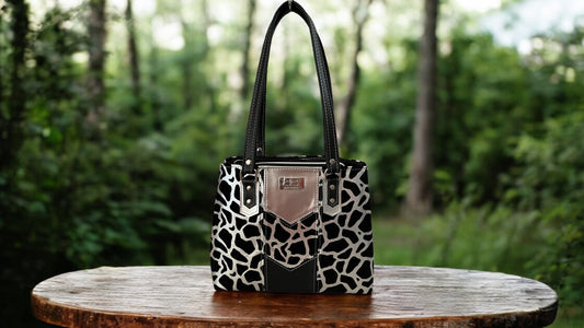 The Anna Bag with Sliver and Black Velvet Spots