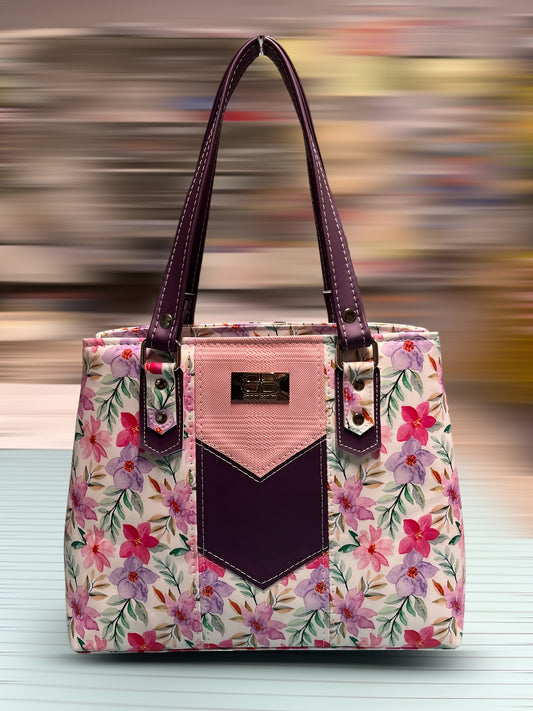 The Anna Bag with Pink Purple Flowers