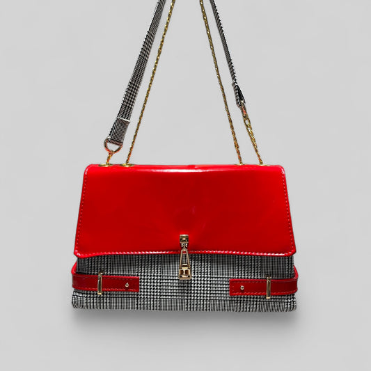 The Posh Bag In Red And Houndstooth Plaid