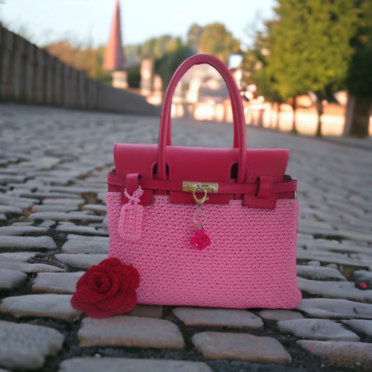 Pink Crochet Handbag (large)