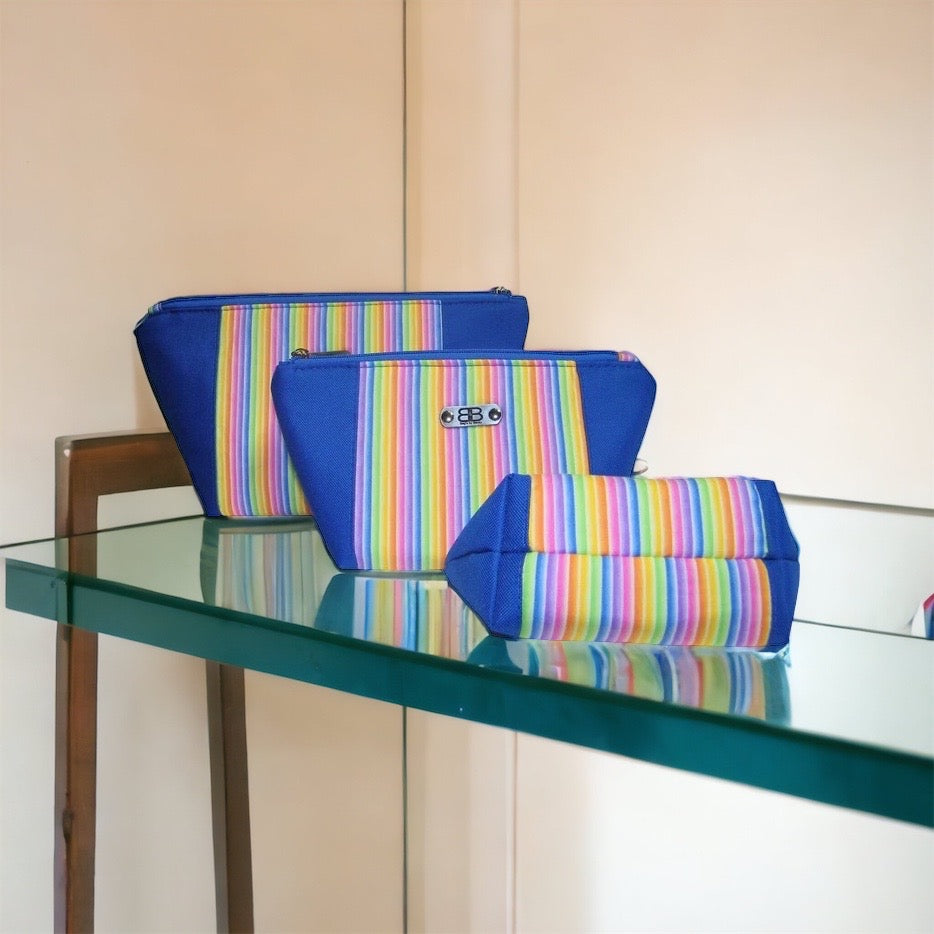 Blue Stripe Beauty Bags