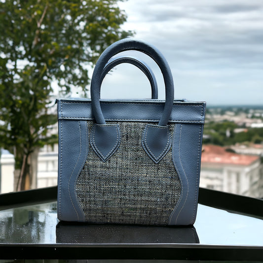 The Kellie Bag In Slate Blue Vinyl And Upholstery fabric